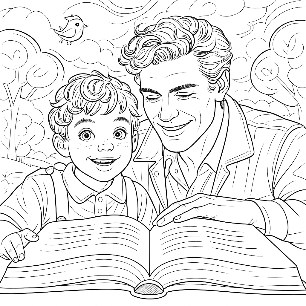 Father and Son Reading
