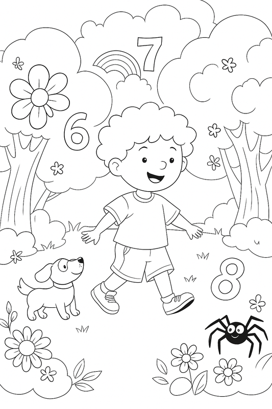 Coloring Page Tom and the numbers 6, 7 and 8