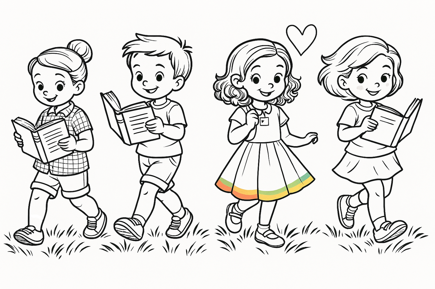 Children reading and having fun