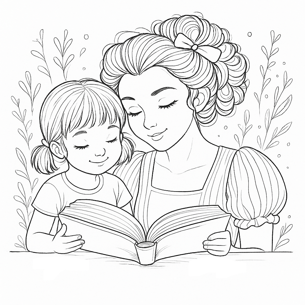 Mother and Daughter Reading