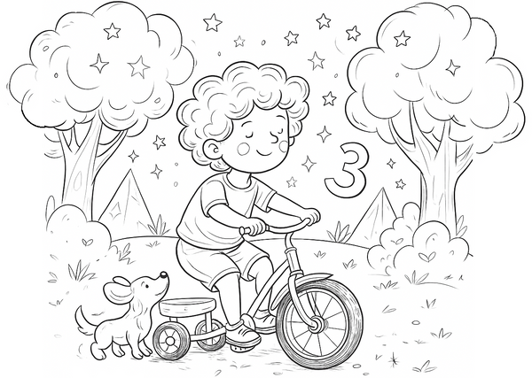 Boy riding tricycle